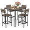 Costway 5-Piece Industrial Dining Table Set with Counter Height Table & 4 Bar Stools Black/Grey/Walnut